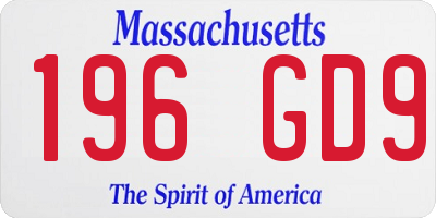 MA license plate 196GD9