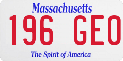 MA license plate 196GE0