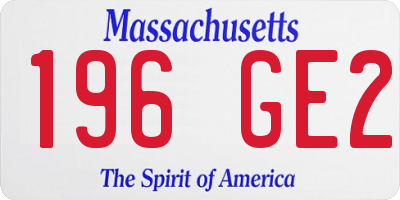 MA license plate 196GE2