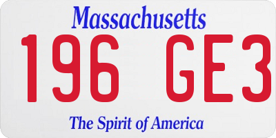 MA license plate 196GE3