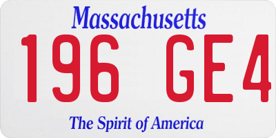MA license plate 196GE4