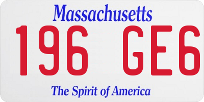 MA license plate 196GE6
