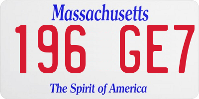 MA license plate 196GE7