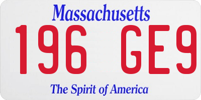 MA license plate 196GE9