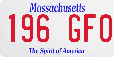 MA license plate 196GF0