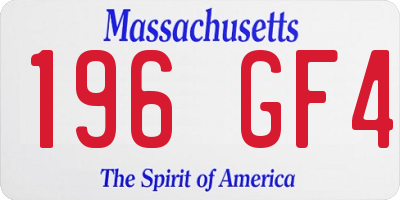 MA license plate 196GF4