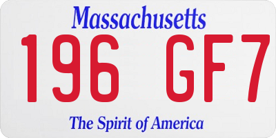 MA license plate 196GF7