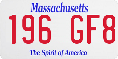 MA license plate 196GF8
