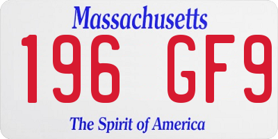 MA license plate 196GF9