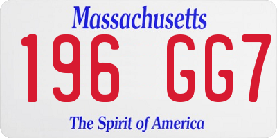 MA license plate 196GG7