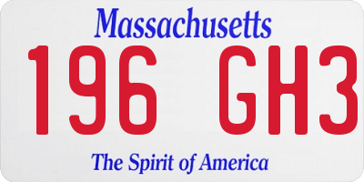 MA license plate 196GH3
