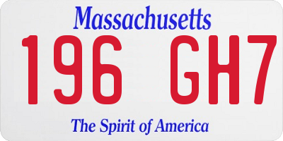 MA license plate 196GH7