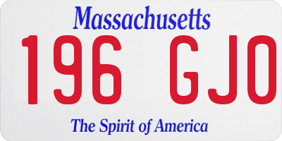 MA license plate 196GJ0