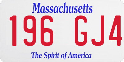MA license plate 196GJ4