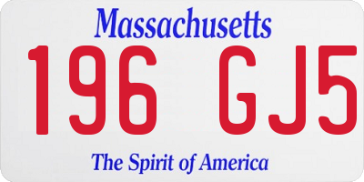 MA license plate 196GJ5