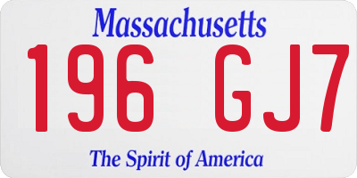 MA license plate 196GJ7