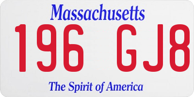 MA license plate 196GJ8