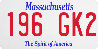 MA license plate 196GK2