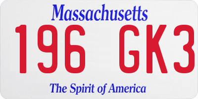 MA license plate 196GK3
