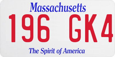 MA license plate 196GK4