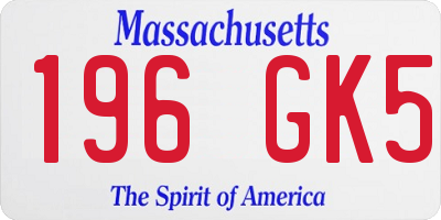 MA license plate 196GK5
