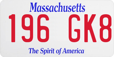 MA license plate 196GK8