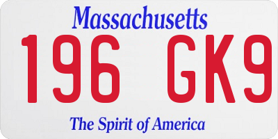 MA license plate 196GK9