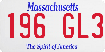 MA license plate 196GL3
