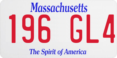 MA license plate 196GL4