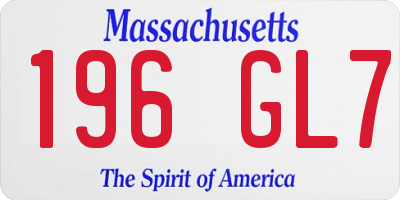 MA license plate 196GL7