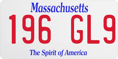 MA license plate 196GL9