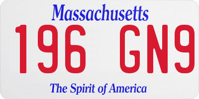 MA license plate 196GN9