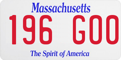 MA license plate 196GO0