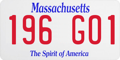 MA license plate 196GO1