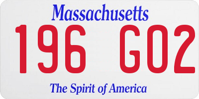 MA license plate 196GO2