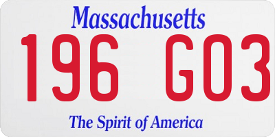 MA license plate 196GO3