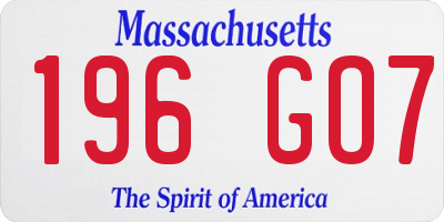 MA license plate 196GO7