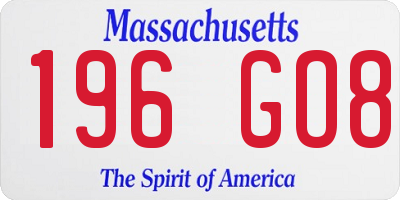 MA license plate 196GO8