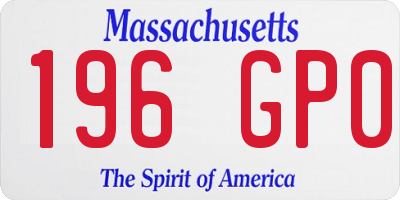MA license plate 196GP0