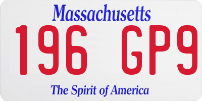 MA license plate 196GP9