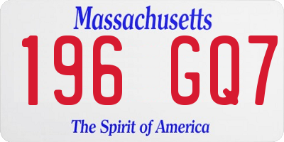 MA license plate 196GQ7