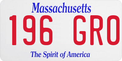MA license plate 196GR0