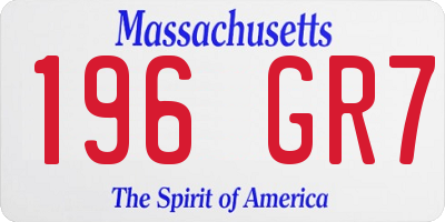 MA license plate 196GR7