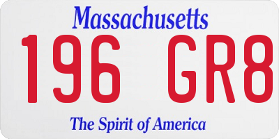 MA license plate 196GR8