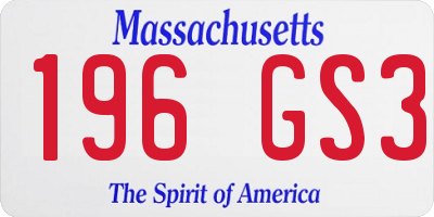 MA license plate 196GS3