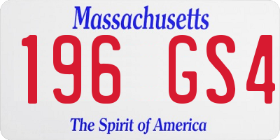 MA license plate 196GS4