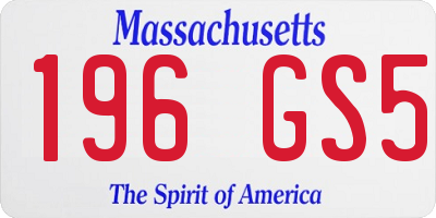 MA license plate 196GS5