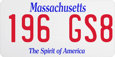 MA license plate 196GS8