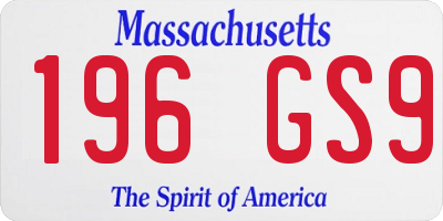MA license plate 196GS9