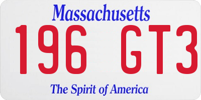 MA license plate 196GT3